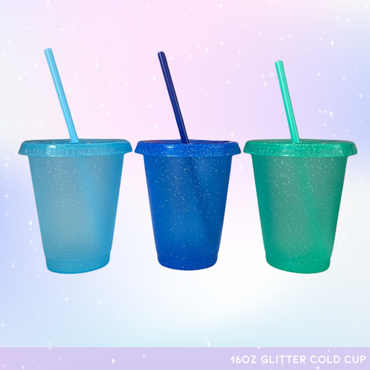 16oz Transparent Glitter Cold Cups