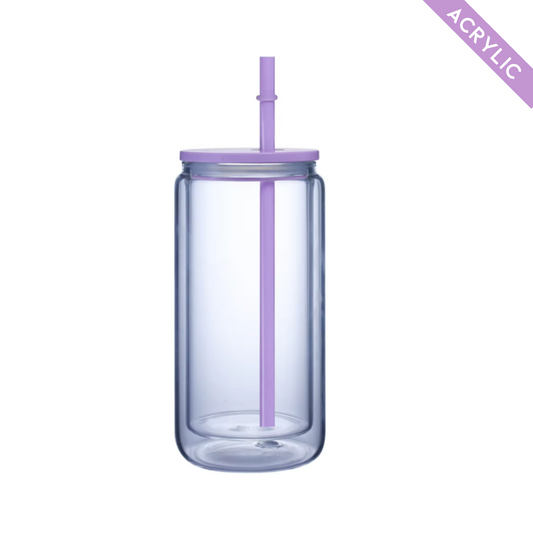 16oz Lilac Acrylic Snow Globe Tumbler