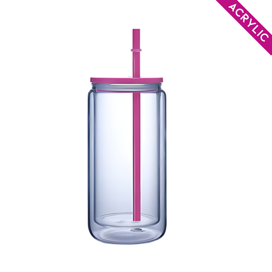 16oz Magenta Acrylic Snow Globe Tumbler