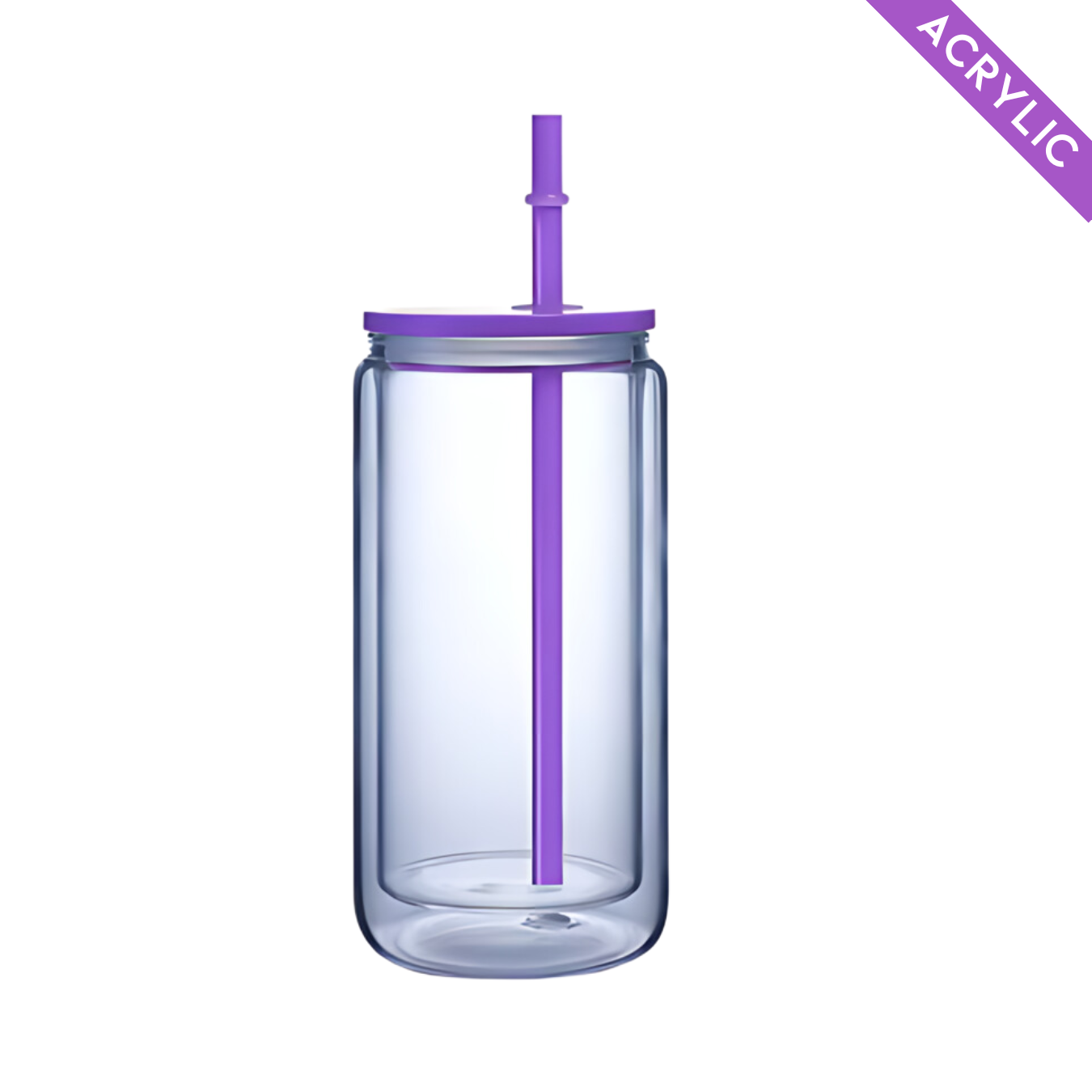 16oz Purple Acrylic Snow Globe Tumbler